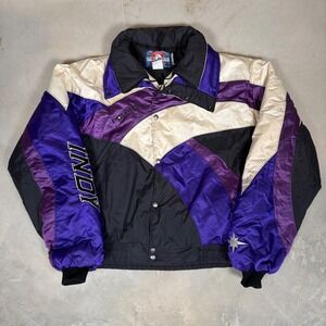 Vintage Polaris Indy Snowmobile Jacket Mens XL Purple Black Colorblock Racing